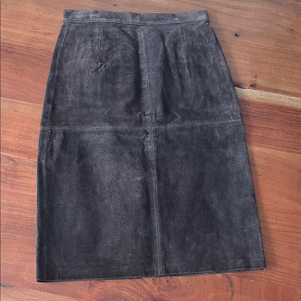 Suede Vintage chocolat Brown Pencil Skirt